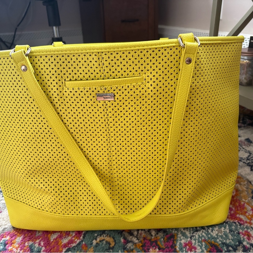 Stella & Dot Jewell Yellow Perforated Leather Tote